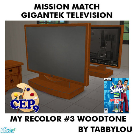 Sims 2 — TL - MM GiganTekHomeTheaterTV Recolor03Wd by TabbyLou — My Recolor #3 Wood Recolor of Big Screen TV from