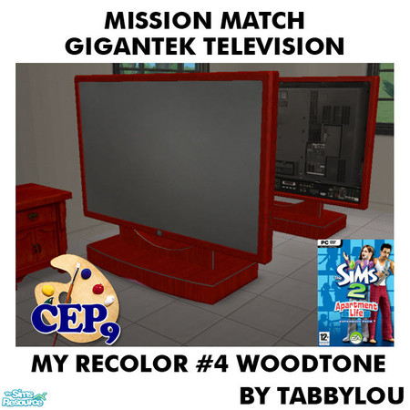 Sims 2 — TL - MM GiganTekHomeTheaterTV Recolor04Wd by TabbyLou — My Recolor #4 Wood Recolor of Big Screen TV from