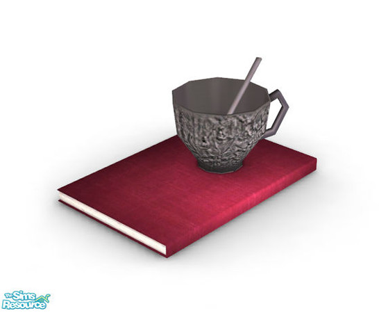 Sims 2 — Olivier - Red Book & Cup Recolor by Murano — Red recolor of Olivier Book & Cup.