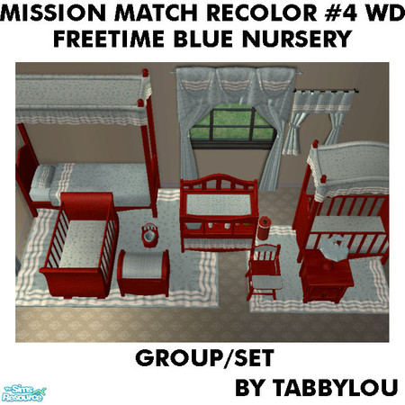 Sims 2 — TL - MM FT Blue Nursery Recolor04Wd Set by TabbyLou — This is My Recolor #4 Wood with FreeTime Ingame Blue Set.