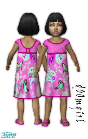Sims 2 — Tiny Tots Dresses - Collection - Pink by d00mg1rl — Little dress with butterfly\'s for your tiny tots in Pink.