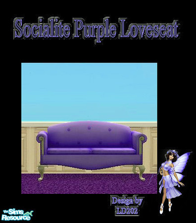 Sims 2 — Socialite Purple Livingroom Loveseat Collection by LD202 — Part of the set the loveseat