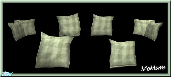 Sims 2 — NK Floppy Cushions Plaid Sea Green by MoMama — Floppy Accent Cushions in a tranquil Sea Green plaid.