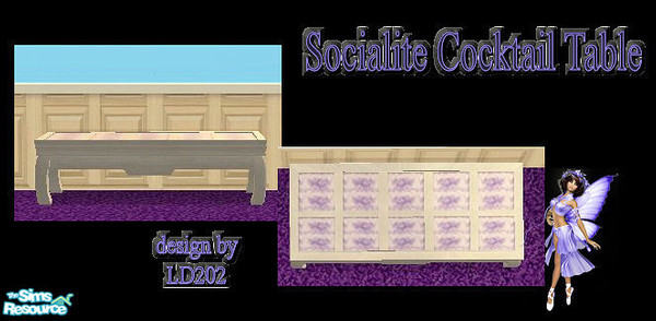 Sims 2 — Socialite Purple Livingroom Cocktail Table Collection by LD202 — Part of the set the cocktail table