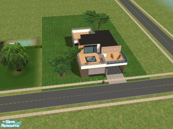 Sims 2 — Modern Lane 1 by eddys — 2 bedroom lot with beautiful terrace. Includes big dining, study and reading space. No