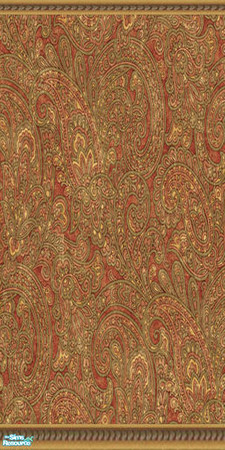 Sims 2 — Paisley Wall Set - Paisley Wall 1 by Gumby_Girl — Set of 5 Paisley patterned wallpaper. Cream, brown, red, gold
