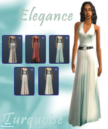 Sims 2 — Sheer Elegance - Turquoise by MaskedRaider — Set the style standard with this stunning silk gown in a cool blue