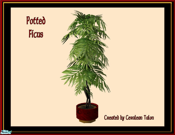 Sims 2 — Plants Galore - Ficus by Cerulean Talon — Beautiful plants in rich textured dark cherry, black marble and 24K
