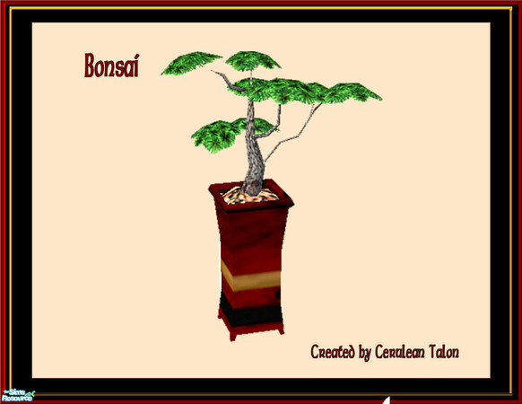 Sims 2 — Plants Galore - Bonsai by Cerulean Talon — Beautiful plants in rich textured dark cherry, black marble and 24K
