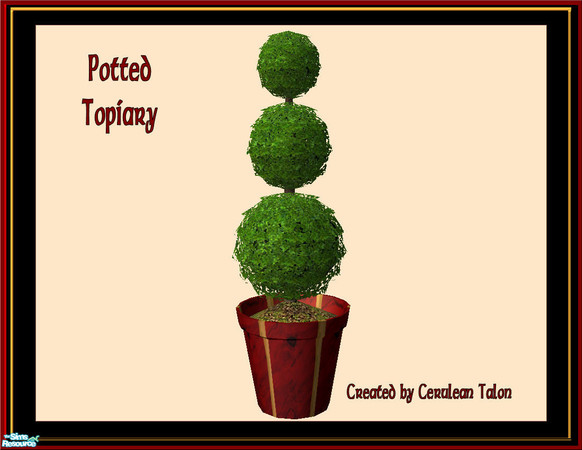 Sims 2 — Plants Galore - Topiary by Cerulean Talon — Beautiful plants in rich textured dark cherry, black marble and 24K