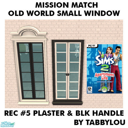 Sims 2 — TL - MM OldWorldSmallWindowPlaster+Handle Recolor05Blk by TabbyLou — My Recolor #5 Plaster & Black Handle