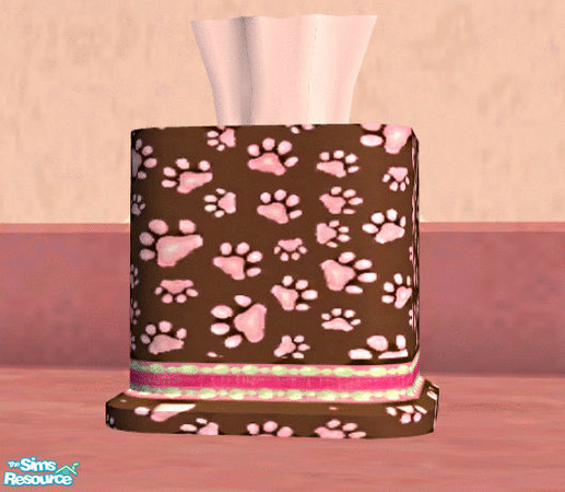 Sims 2 — Sarah\'s Pink Poodle Batroom Tissue Box by lisa9999 — A paw printed tissue box.