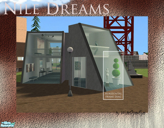 Sims 2 — Nile Dreams - Inner Horizontal Frame Diagonal by wideopeneyes — This is a set that will create a sloped window