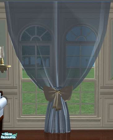 Sims 2 — Blue Dining Curtains by lisa9999 — Sheer blue curtains pulled together in the center and tied together with a