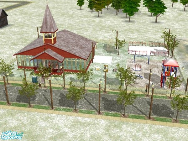 Sims 2 — Little Red Schoolhouse by squeakers — A small, perfect school for those special sim kidlets,It has a small