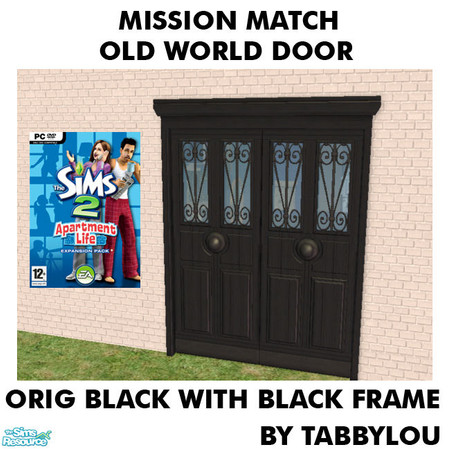 Sims 2 — TL - MM OldWorldDoorFrame OrigBlackBlkWd by TabbyLou — Maxis Orig Black with Black trim at top Recolor of the