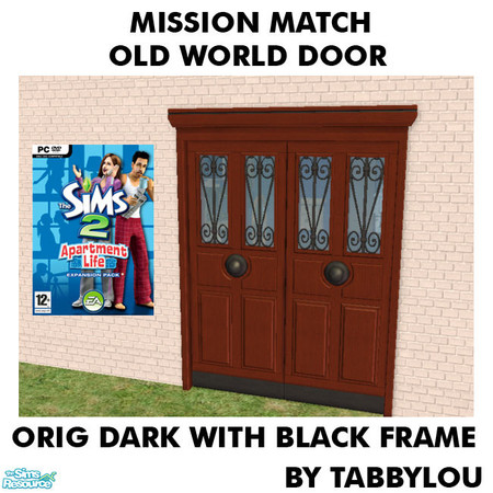 Sims 2 — TL - MM OldWorldDoorFrame OrigDarkBlkWd by TabbyLou — Maxis Orig Dark with Black trim at top Recolor of the Old