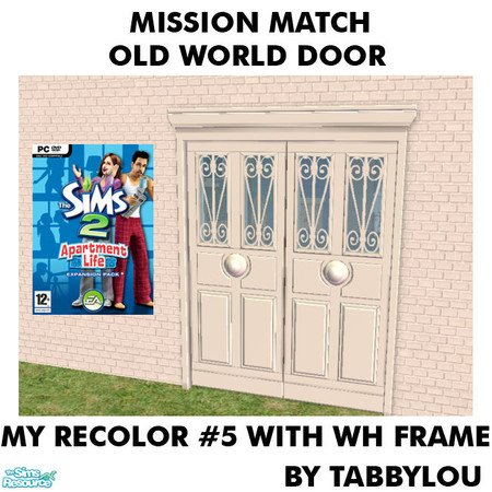 Sims 2 — TL - MM OldWorldDoorFrame Redolor05WhWd by TabbyLou — My Recolor #5 with White trim at top Recolor of the Old