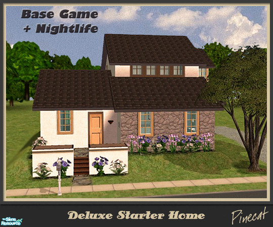 Sims 2 — Deluxe Starter Home, furnished by Pinecat — Requires Only Base Game + Nightlife! Sparsely furnished but move-in