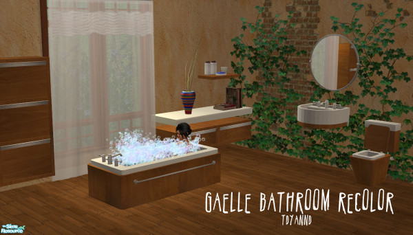 Sims 2 — Gaelle Bathroom Recolor by tdyannd — A simple and clean bathroom with wood and ceramic textures.