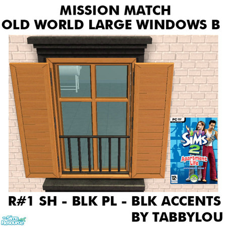 Sims 2 — TL - MM OldWorldLargeWindows Recolor01BlkBlkWd by TabbyLou — My Recolor #1 Wood Shutters with Black Plaster