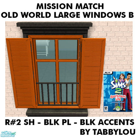 Sims 2 — TL - MM OldWorldLargeWindows Recolor02BlkBlkWd by TabbyLou — My Recolor #2 Wood Shutters with Black Plaster