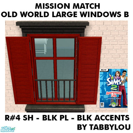 Sims 2 — TL - MM OldWorldLargeWindows Recolor04BlkBlkWd by TabbyLou — My Recolor #4 Wood Shutters with Black Plaster