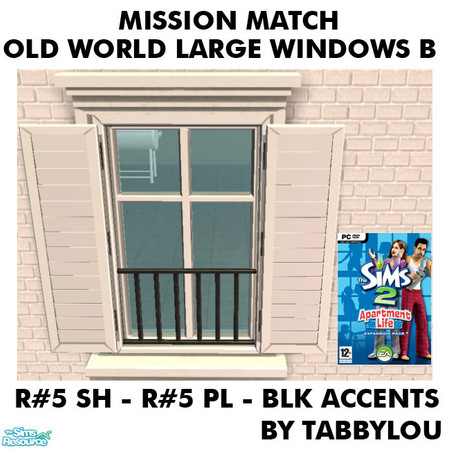 Sims 2 — TL - MM OldWorldLargeWindows Recolor05R05BlkWd by TabbyLou — My Recolor #5 Wood Shutters with Recolor #5 Plaster