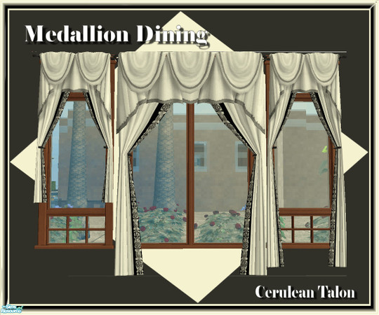 Sims 2 — Medallion Dining Room - Curtains by Cerulean Talon — Elegance and beautiful detail combine to make these