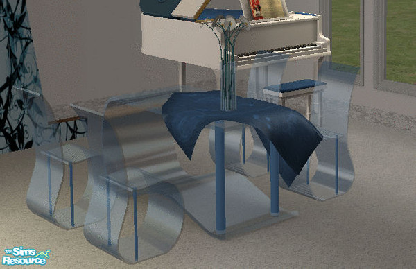Sims 2 — Midnight Music Recolour of Razzah\'s Glass Dining by Midnight222 — A smokey blue recolour or Razzah\'s Modern