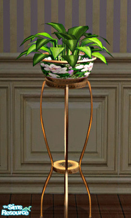 Sims 2 — Violet Dining Planter by lisa9999 — A brass and china planter.