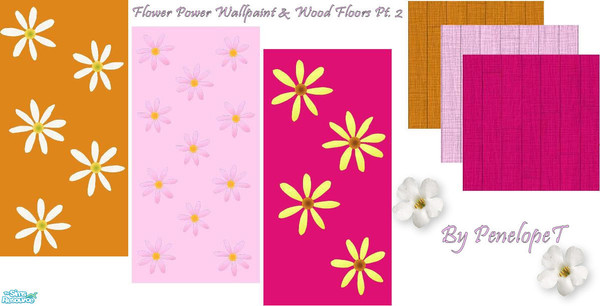 Sims 2 — Flower Power Wallpaint & Wood Floors Pt. 2 by PenelopeT — Colorful walls and floors...part 2. Enjoy!