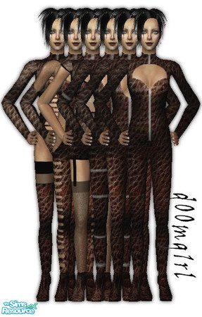 Sims 2 — Leather Cat Suits - Collection by d00mg1rl — 6 different styled cats suits in leather. Meshes Page 5 - First