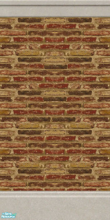 Sims 2 — Brick Wall and Floor Set - Brick Wall 1 by Gumby_Girl — A set of three brick walls with matching brick floors. 1