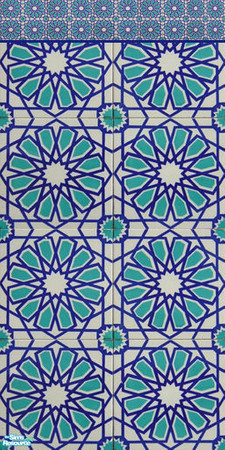 Sims 2 — Moroccan Wall and Floor Set - Blue Wall Tiles 3 by Gumby_Girl — Set of three Moroccan themed tiled walls with