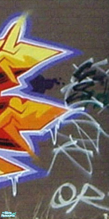 Sims 2 — MRC Urban Art Walls Superset - wall 1 panel 4 by MidnightRose — Sim teens are going crazy with the spray cans!
