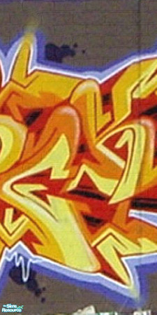 Sims 2 — MRC Urban Art Walls Superset - wall 1 panel 3 by MidnightRose — Sim teens are going crazy with the spray cans!