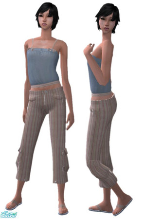 Sims 2 — Capri Set - Blue by Grizzelda — Casual outfit for your sims! Pregnant, fat, fit state. Will work for your Adult,