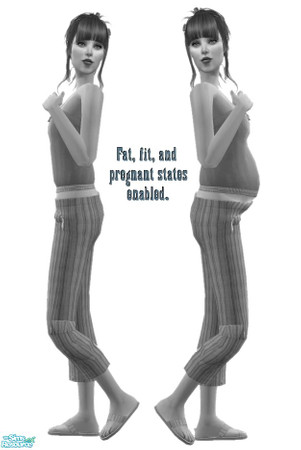 Sims 2 — Mesh-lcmadultcaprintank by Grizzelda — This mesh has cute accents and is bump, pregnant, and fat state enabled.