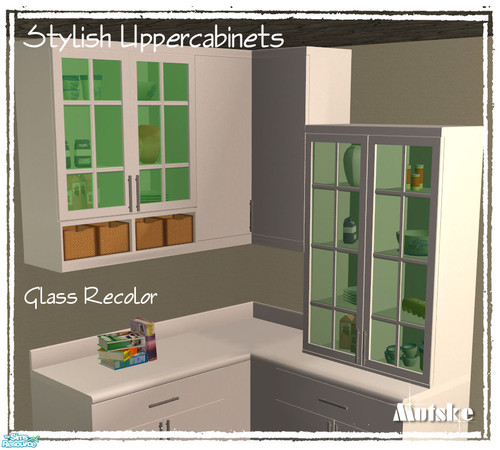 Sims 2 — Uppercabinet Stylish Glass Green by Mutske — Uppercabinet Stylish glass recolor.