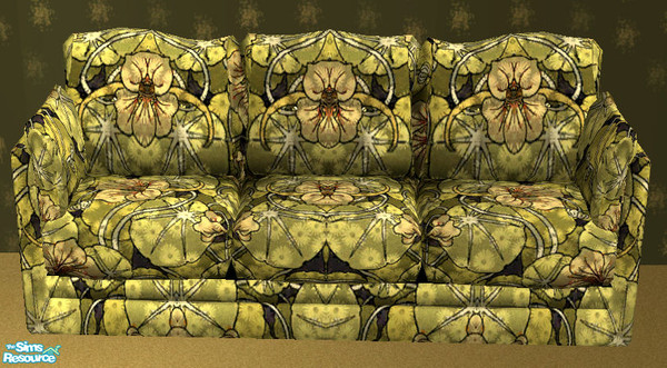 Sims 2 — Laura Simly Vines & Flowers Living Room - Nasturtium Sofa by debs913 — Big, comfy sofa upholstered in vines