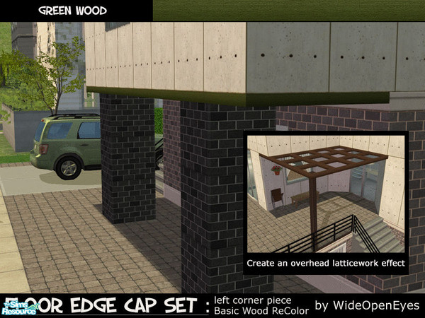 Sims 2 — Floor Edge Cap - Green Wood Left by wideopeneyes — This is a recolor of the Basic floor edge cap. This left