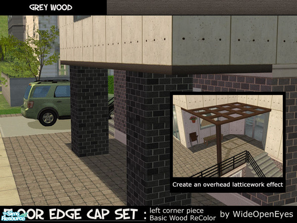 Sims 2 — Floor Edge Cap - Grey Wood Left by wideopeneyes — This is a recolor of the Basic floor edge cap. Find under
