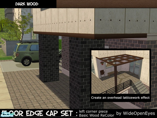 Sims 2 — Floor Edge Cap - Dark Wood Left by wideopeneyes — This is a recolor of the Basic floor edge cap. This left
