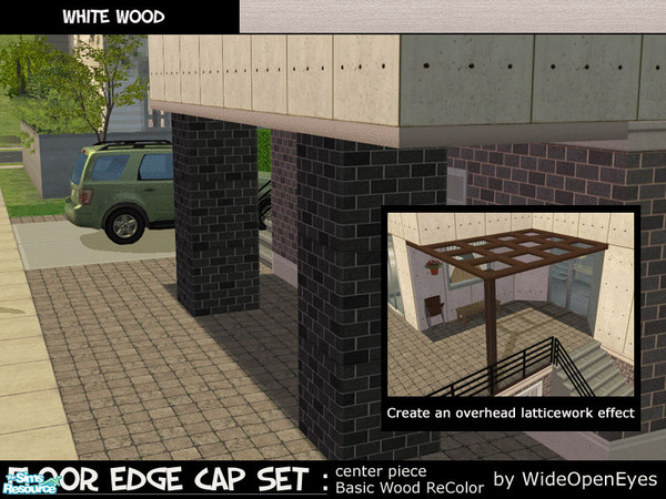 Sims 2 — Floor Edge Cap - White Wood Center by wideopeneyes — This is a recolor of the Basic floor edge cap. This is the