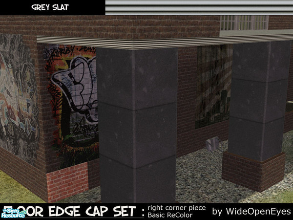 Sims 2 — Floor Edge Cap - Basic Grey Slat Right by wideopeneyes — This is a chunky version of a floor edge skin in a