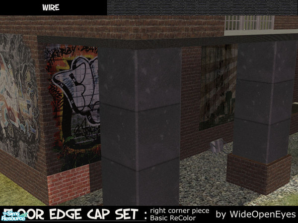 Sims 2 — Floor Edge Cap - Basic Wire Right by wideopeneyes — This is a chunky version of a floor edge skin in a Basic