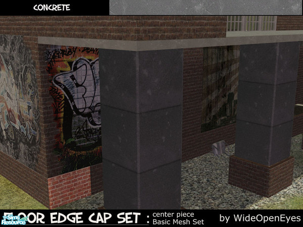 Sims 2 — Floor Edge Cap - Basic Center by wideopeneyes — This is a chunky version of a floor edge skin in a Basic