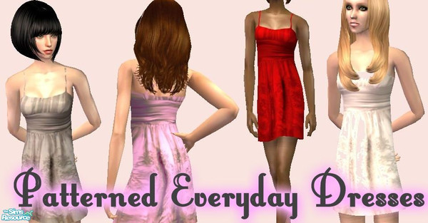 Sims 2 — AF Patterned Everyday Dresses by xbexylexyx — A patterned everyday dress in various colours for your female