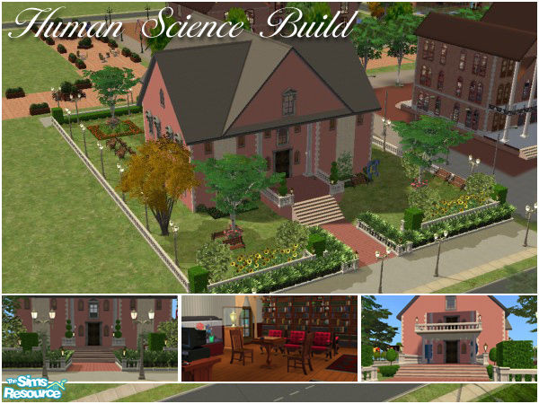 Sims 2 — Human Science Build by LornaDannan — Great space for your student. Two floors, garden, and hall, living and